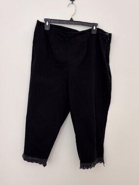 Carolina Blues Plus Black Capri Pants Lace Hem Stretch Cropped Pants 18W